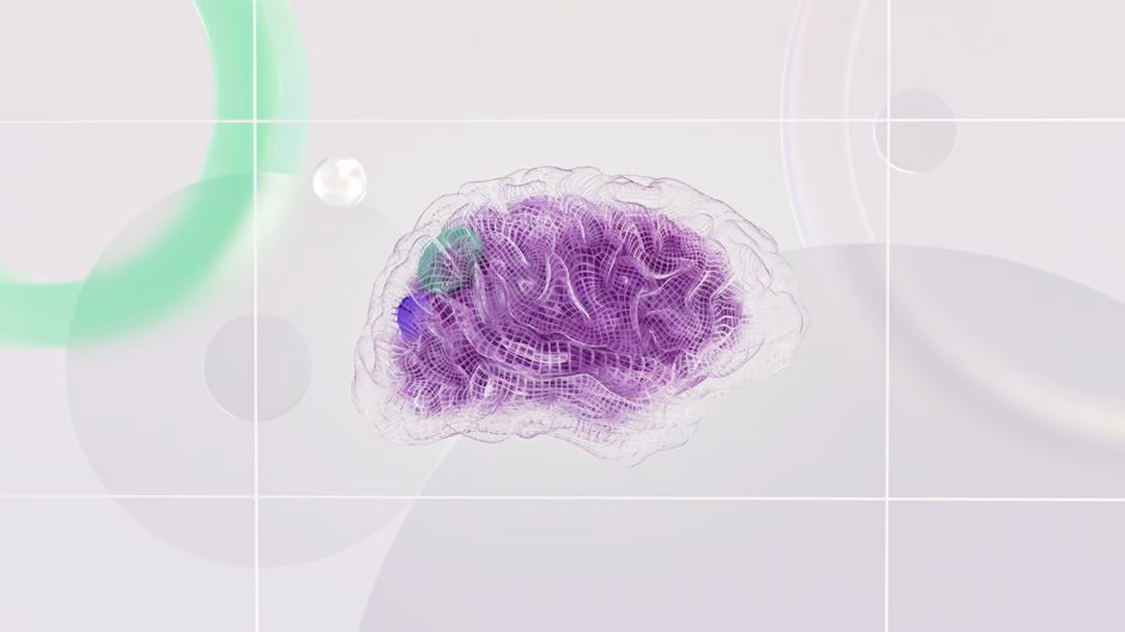 Abstract visualization of an AI neural network with glowing nodes representing memory pathways and data connections