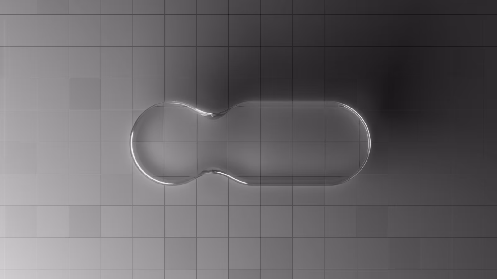 A minimal glass capsule shape on a grid — the simplest end-to-end form, validated early.
